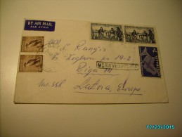 1959 AIR MAIL COVER FROM GEELONG AUSTRALIA TO USSR LATVIA , O - Brieven En Documenten