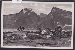 Aus Aeschi Bauernhof Und Blick Auf Thunersee, Ca 1940 (13´732) - Aeschi Bei Spiez