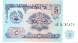 Billet Tadjikistan 5 Roubles NEUF - Tayikistán