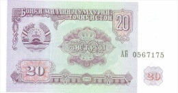 Billet Tadjikistan 20 Roubles NEUF - Tagikistan