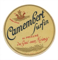 Ancienne étiquette Fromage Petit Camembert Surfin Du Prieuré Du Gué Aux Moines - Kaas