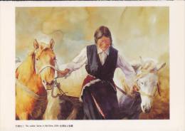 Art - The Walker Series II (Old Tibetan Woman & Horses), Painting By ZHOU Tianya, China - Tíbet
