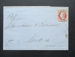 Altdeutschland Bremen 1863 Hannoversches Postamt Nr. 14 EF Sauberer Vollstempel. Blauer Stempel. Nach Norden!! - Hannover