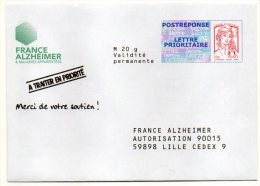 Entier Postal PAP Réponse Nord Lille France Alzheimer Autorisation 90015 N° Au Dos: 14P065 - Listos Para Enviar: Respuesta /Ciappa-Kavena