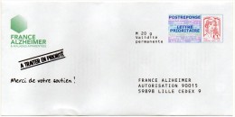 Entier Postal PAP Réponse Nord Lille France Alzheimer Autorisation 90015 N° Au Dos: 15P062 - Listos Para Enviar: Respuesta /Ciappa-Kavena