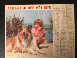 Calendrier Almanach Des PTT 1978 Fillette Et Colley, Jeune Chat Persan Intérieur Paris Cartier-Bresson - Grand Format : 1971-80