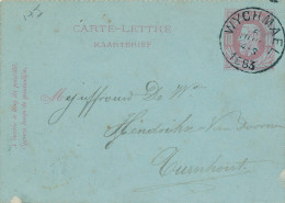 597/23 - Carte-Lettre Emission 1869 WYCHMAEL 1883 - Origine ACHEL - Signé Custers - Postbladen