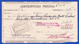 1936 - CONTRIBUIÇÃO PREDIAL -- CACHET - TESOURARIA DA FAZENDA PÚBLICA . 1º BAIRRO DE LISBOA - Brieven En Documenten