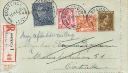 599/23 - Carte-Lettre RECOMMANDEE Col Ouvert + TP Complémentaires , Dont Poortman OOSTENDE 1943 - TARIF 3 F 25 - Letter-Cards