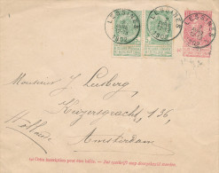 600/23 - Enveloppe Fine Barbe + TP Armoiries LESSINES 1902 Vers AMSTERDAM - TARIF 20 C PREFERENTIEL NL - Enveloppes