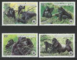 Ruanda 1985, Mi 1292-95 ** MNH - Gorillas