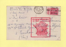 1ere Liaison Aeropostale De Nuit - Marseille Paris - Toulons Sur Mer Var - 1939 - 1960-.... Covers & Documents