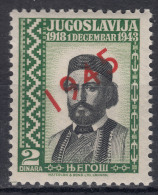 Yugoslavia Kingdom, King In Exile, London Issue 1943 With 1945 Overprint Single Stamp, Mint Never Hinged - Nuevos