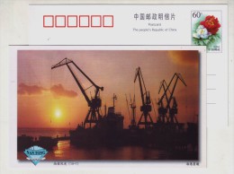 Harbour Crane,China 1999 Nantong Port Morning Scenery Advertising Pre-stamped Card - Other (Sea)