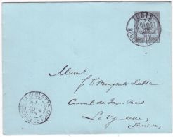 1895- Enveloppe E P 10 C  Oblit. TUNIS / REGENCE DE TUNIS Pour La Goulette - Briefe U. Dokumente