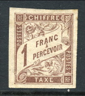 Colonie Francesi, Emissioni Generali Timbre Tax 1884 N. 15 Fr 1 Marrone MH - Taxe