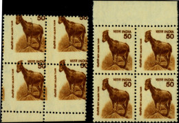 WILD LIFE-NILGIRI TAHIR-GOAT-PERFORATION ERROR-BLOCK OF 4-INDIA-MNH-B6-766 - Abarten Und Kuriositäten