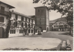 Cpsm Ascain, La Place, L'église Et L'hôtel De La Rhune Où Pierre Loti écrivit Ramuntcho - Ascain