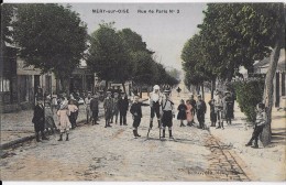 MERY SUR OISE  RUE DE PARIS  N° 2  EDIT.  BERNAY ANIMEE ENFANTS SUR ECHASSES EN COULEURS - Mery Sur Oise