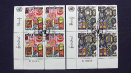 UNO-New York 438/9 Yv 406/7 Sc 415/6 Oo/FDC.cancelled EVB ´C´,35 Jahre Menschenrechte, Gem. Von F. Hundertwasser - Usati