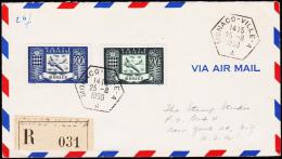 1950. POSTE AERIENNE 300 F + 500 F MONACO-VILLE-A 25 - 8- 1950. To USA.  (Michel: 394-395) - JF182214 - Covers & Documents