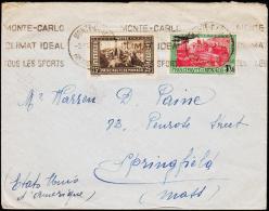 1937. 1 F 50 C. Air Mail + 25 C. MONTE CARLO CLIMAT IDEAL TOUS LES SPORTS 2.X.37. To Sp... (Michel: 137+) - JF182212 - Lettres & Documents