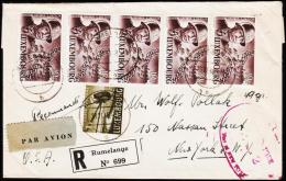 1947. General Patton 5 Ex. 10 Fr. + 1 Fr. RUMELANGE 18.11.48. To New York, USA.  (Michel: 426) - JF182204 - Covers & Documents