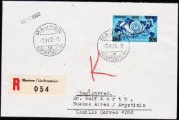1950. UPU 100/40 Rp. FDC MAUREN 7.XI.50. To Argentina.  (Michel: 288) - JF182192 - Lettres & Documents