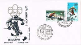 16154. Carta F.D.C. ANDORRA Española 1976.  Olimpic Games Montreal Ski - Cartas & Documentos