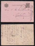 Rumänien Romania 1891 Stationery Card PIATRA To GALATI - Covers & Documents