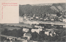 AK Krippen Blick Carolabastei Eisenbahn Bahnhof ? Bei Bad Schandau Postelwitz Kleinhennersdorf Krippenberg Cunnersdorf - Gohrisch