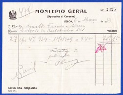 1939 . PORTUGAL - MONTEPIO GERAL, LISBOA -- OPERAÇÕES S/ COUPONS - Chèques & Chèques De Voyage