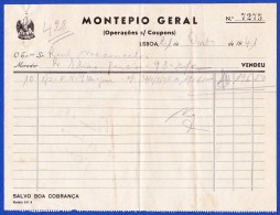 1941 . PORTUGAL - MONTEPIO GERAL, LISBOA -- OPERAÇÕES S/ COUPONS - Cheques En Traveller's Cheques