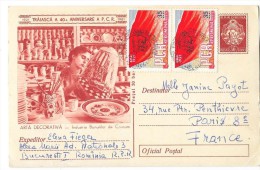 ROUMANIE Carte Entier Postal Arta Decorativa Industria Bunurilor De Consum   1961 - Roumanie
