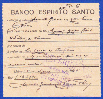 Portugal, Bank Deposit Document / Document Dépôt Bancaire - Banco Espírito Santo, 1936 - Schecks  Und Reiseschecks