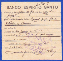 Portugal, Bank Deposit Document / Document Dépôt Bancaire - Banco Espírito Santo, 1936 - Cheques & Traveler's Cheques