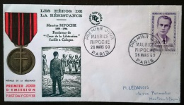 FRANCE FDC  - Yvert N° 1250  Maurice RIPOCHE 26/03/1960 Paris - 1960-1969