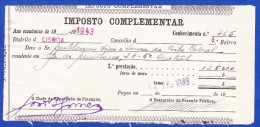 1943 - IMPOSTO COMPLEMENTAR - REPARTIÇÃO DISTRITAL DE FINANÇAS LISBOA, 14.JULHO.1943 - Portugal
