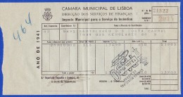 1941 - IMPOSTO MUNICIPAL PARA O SERVIÇO DE INCÊNDIOS .. CÂMARA MUNICIPAL DE LISBOA - Portugal