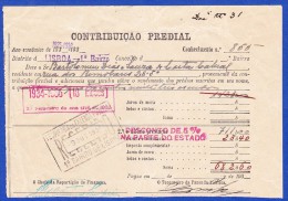 1935 - CONTRIBUIÇÃO PREDIAL - DISTRITO DE LISBOA 1º BAIRRO -- 9.OUTUBRO.1935 - Portogallo