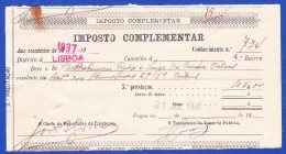 1937 - CONTRIBUIÇÃO PREDIAL - DISTRITO DE LISBOA 1º BAIRRO -- 21.JULHO.1937 - Portugal