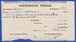 1941 - CONTRIBUIÇÃO PREDIAL - DISTRITO DE LISBOA 1º BAIRRO -- 17.ABRIL.1941 - Portogallo