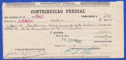 1942 - CONTRIBUIÇÃO PREDIAL - DISTRITO DE LISBOA 1º BAIRRO -- 14.JULHO.1942 - Portogallo