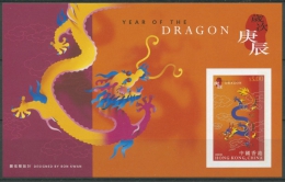 Hongkong 2000 Chin. Neujahr Jahr Des Drachen Block 70 Postfrisch (C8565) - Neufs