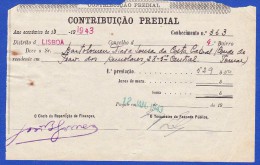 1943 - CONTRIBUIÇÃO PREDIAL - DISTRITO DE LISBOA 2º BAIRRO -- 12.JANEIRO.1943 - Portogallo