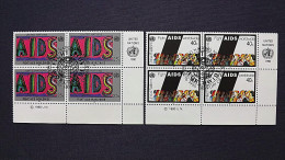 UNO-New York 598/9 Yv 570/1 Sc 573/4 Oo/FDC-cancelled EVB ´D´, Weltweiter Kampf Gegen AIDS - Usati