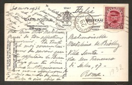 Albert I Lot KEPI Nr. 317 Op Postkaart Van BRUSSEL / LAKEN Verzonden Naar ROME / ROMA Met Aankomststempel ! MVD - 1931-1934 Quepis