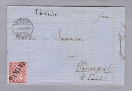 Heimat GR TAMINS 1868-07-05 Lang Stempel Brief über Chur Nach Wädenswil - Storia Postale