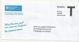 ENVELOPPE T ECOPLI SOS VILLAGES D'ENFANTS - Cartes/Enveloppes Réponse T