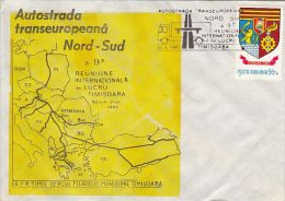 TRANS-EUROPEAN NORTH-SOUTH HIGHWAY, SPECIAL COVER, 1982, ROMANIA - Covers & Documents